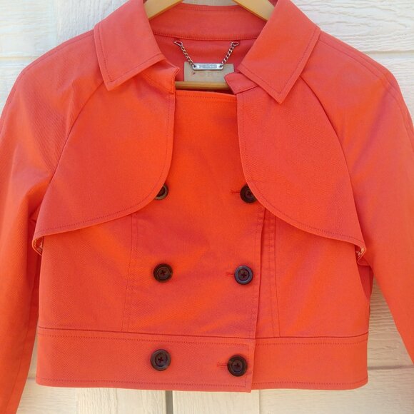 Ports International orange cotton cropped double breasted jacket size 6 - Picture 2 of 14